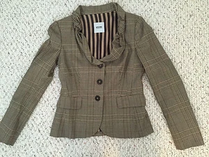 MOSCHINO CHEAPANDCHIC PLAID Authentic FEMININE BLAZER JACKET CHIC WORK 6 EUC - Picture 1 of 8