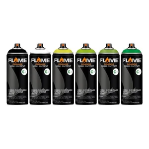 Confezione Vernice Spray Verde Arancione Fiamma (6 x 400ml) - Foto 1 di 7