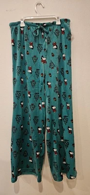 Oficial Peanuts Snoopy Verde Navidad Papá Noel Cómodo Pijama Ropa de Dormir Pantalón de Salón Foto 1 de 4