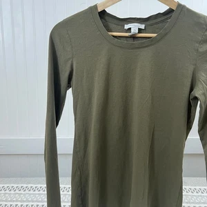 Daily Ritual Supima Cotton Long Sleeve T-Shirt Crewneck Womens S Brown Soft - Picture 1 of 9