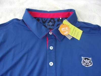 NWT Puma short sleeve golf polo, men's 3XL, royal blue, $85, UPF 40, cat logo - Image 1 of 4