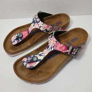 Birkenstock Gizeh Supernatural Flowers Navy SF Narrow Size W 6 EU 37 New w/o Box - Foto 1 di 15