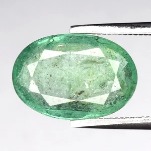 π 2.75ct 12x8.3mm Oval Natural Green Emerald - Zambia Gemstone - Picture 1 of 4