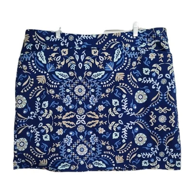 Croft & Barrow Skort Women's Size 16W Reg Blue Floral Pattern Effortless Stretch - Image 1 of 4