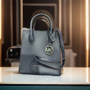 Michael Kors kleine Mercer verstellbare Umhängetasche marineblaues genarbtes Leder UVP 348 $ - Bild 1 von 6