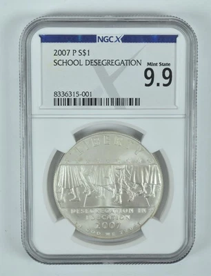 2007-P Desegregation Commemorative Silver Dollar Mint State 9.9 NGC X - Image 1 of 4