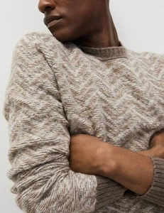 Marks & Spencer Mens Multi Coloured Synthetic Crew Striped Long sleeved Jumper - Picture 1 of 12