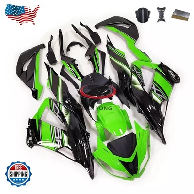 Fit for Kawasaki Ninja ZX6R 636 2013-2018 Fairing Kit Injection Green Black Foto 1 de 4