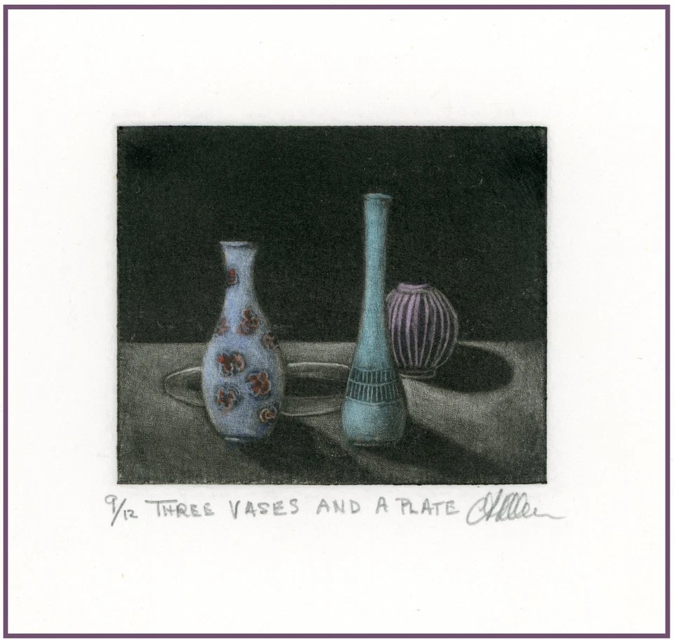 Bonitos Jarrones STILL LIFE TABLECAPE Original Impresionista COLOR MEZZOTINT Firmado Foto 1 de 1