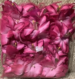 12 Pack Of Hot Pink Flower Elastic Snagless Hair Ties - Picture 1 of 3