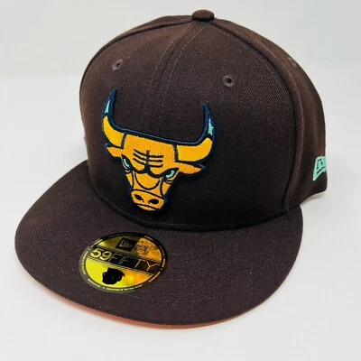 Gorra ajustada New Era 59FIFTY Chicago Bulls madera quemada naranja para hombre talla 8 Foto 1 de 4