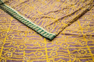 Sari de seda pura indio vintage sari Georgette Chinon tela impresa PGS1515 - Imagen 1 de 9