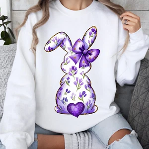 Coquette Easter Floral Bunny Sweatshirt, Cute Easter Shirt, Cute Bunny Shirt - Picture 1 of 10