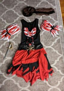 Robe à rayures pirate voyou avenue jambe Halloween costume adulte sexy avec extras
