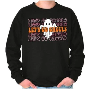 Cool Halloween Ghost Lets Go Ghouls Gradient Womens Crewneck Sweatshirt Pullover - Picture 1 of 7