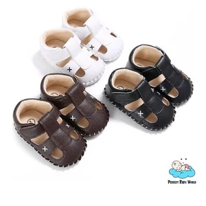 Rubber Sole PU Leather Outdoor Walking Shoes Baby Sandals Leather Boy - Picture 1 of 14