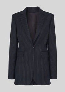 WHISTLES Pinstripe Blazer Jacket Wool Blend Navy Size Uk 16 BNWT RRP £199. - Picture 1 of 20