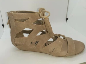 Sam & Libby womens 10 M gladiator ankle zip Sandal Beige Lace up tassel Ariana  - Picture 1 of 6