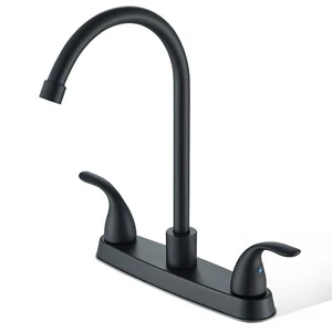Black Kitchen Faucet 3 Hole 8 inch Centerset Sink Mixer 2 Handle Swivel Faucet - Picture 1 of 11
