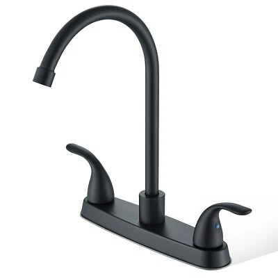 Black Kitchen Faucet 3 Hole 8 inch Centerset Sink Mixer 2 Handle Swivel Faucet - Image 1 of 4