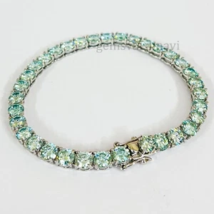 Blue Treated Diamond Tennis Bracelet in 925 Sterling Silver 6 mm 8" Inches ! - Picture 1 of 7