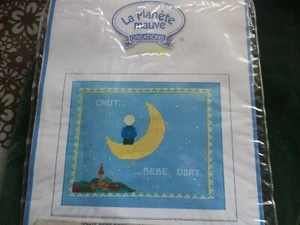 Counted Cross Stitch French Kit La Planete Mauve Hush Baby Moon  - Picture 1 of 3