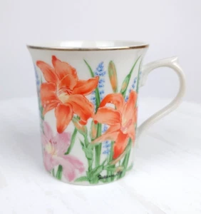 Lenox Day Lily Porcelain Cup Mug by Suzanne Clee Flower Blossom Orange Gold Rim - Picture 1 of 12