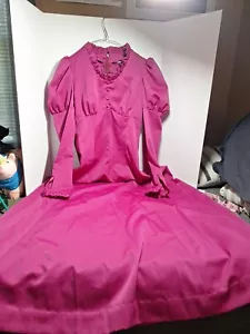 Vestido vintage hecho a mano, púrpura rosado, talla mediana, maxi, manga larga, cremallera - Imagen 1 de 7