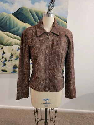 Joseph Ribkoff Embroidered Jacket Sz 12 Embellished Sequin Full Zip Artsy Fairy  - Image 1 of 4