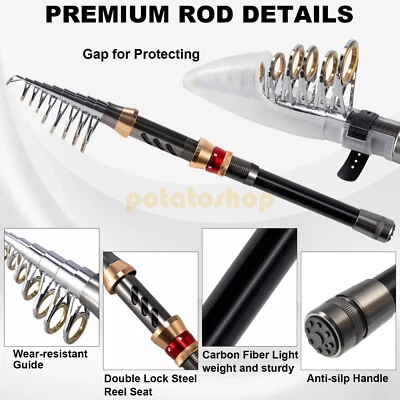 Telescopic Rod 4000 Spinning Reel Combo Set Sea Fishing Gear Equipment Tackle - Image 1 of 4