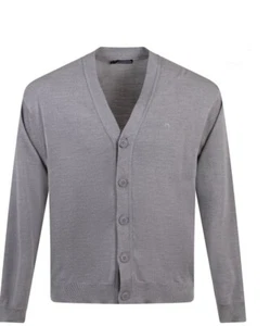 j.lindeberg lucas merino wool knitted cardigan grey melange uk size xxl - Picture 1 of 1