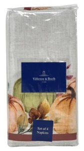 NEW Villeroy & Boch Napkins Set Of 4 Thanksgiving Pumpkin Fall Arrangement cloth - Picture 1 of 3