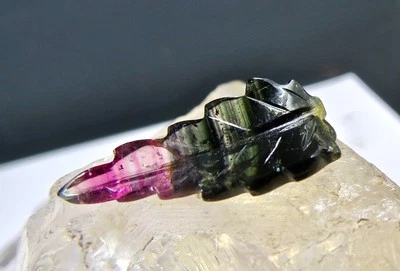 Natural Multi Colour Tourmaline 4.44ct Carved Leaf Gemstone For Designing - Image 1 of 4