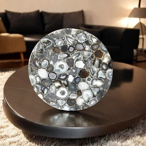 15" Round Agate Gemstones Top Coffee Table Handmade Living Room Furniture Decor - Picture 1 of 8