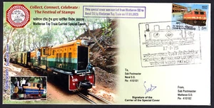 INDIA - CUBIERTA ESPECIAL 2025 TRANSPORTADA POR TREN DE JUGUETE MATHERAN (CUBIERTA FIRMADA) - Imagen 1 de 5