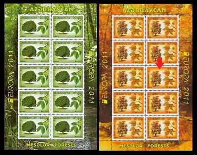Azerbaiyán 2011 * Europa CEPT * Bosques * ERROR * RARO * Juego de 2 hojas ** Foto 1 de 2
