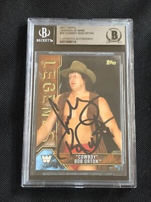 COWBOY BOB ORTON 2017 TOPPS LEGENDS OF WWE SIGNED AUTOGRAPHED CARD BAS AUTHENTIC - Image 1 of 2