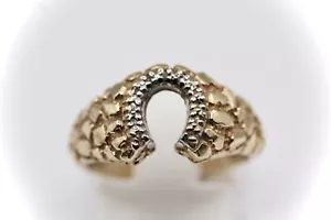 Vintage Womes's 10k Yellow Gold and Diamond nugget horseshoe ring size 5.5 - Picture 1 of 10