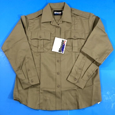 NUEVA CAMISA AZUL MUJER MANGA LARGA MEZCLA ALGODÓN 8703WX PLATA BRONCEADO PEQUEÑA REG Foto 1 de 2