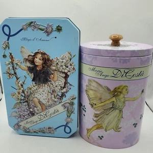 2 X Marie Ange Di Costa Flower Fairy Fairies Biscuit Storage Tins Empty - VGC - Bild 1 von 17