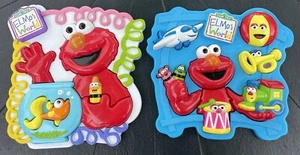 2001 Elmo Elmo's World (2) Plastic Puzzles Toys Fishbowl Sesame Street Complete - Picture 1 of 8