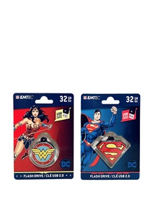 2- USB 2.0 DC Comics Superman and Wonder Women 32GB Flash Drive NEW - Picture 1 of 6