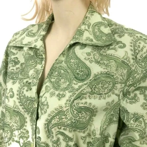 Rena Rowan Womens Size 14 Button Front Blouse Green Parsley Sheer Casual - Picture 1 of 8