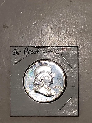 1956 Franklin Half Dollar-Proof-90% Silver Cameo REV! RAW! Uncertified! See Pics - Image 1 of 4