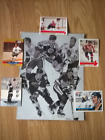 Laminated 8x10 Becketts cover with Howe,Hull,Orr,Lemieux & Gretzky with cards