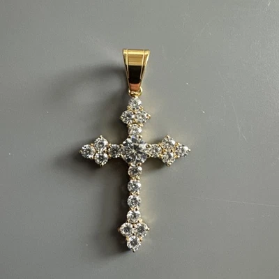 "Collar colgante cruz acero inoxidable circonita cúbica regalo moda 24"" tono dorado" Foto 1 de 4