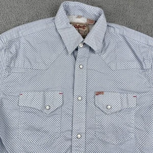Rafter C Hemd Herren Large Blau Weiß Muster Kurzarm Pro Flex 45 Western - Bild 1 von 11