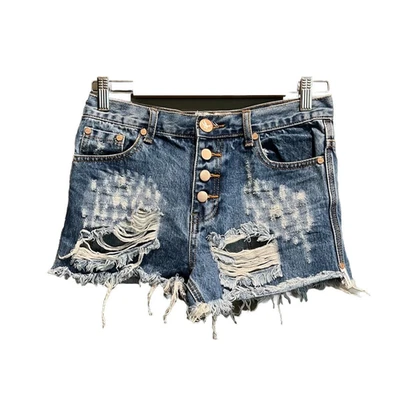 One by One Teaspoon Romeos Distressed Cutoff Women's Jean Shorts Size 27 - Image 1 of 4