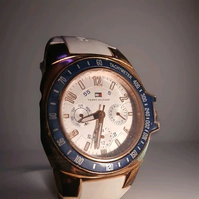 Tommy Hillfiger White Silicone Tachymeter Wristwatch.       #2157 - Image 1 of 4