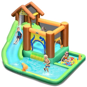 Bountech Inflatable Waterslide Bounce House Climbing Wall without Blower - Picture 1 of 10